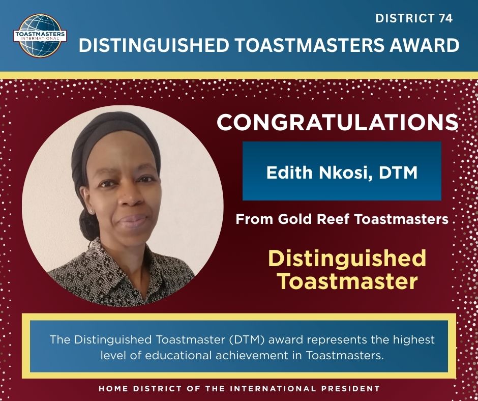 CONGRATULATIONS, Edith Nkosi, DTM!