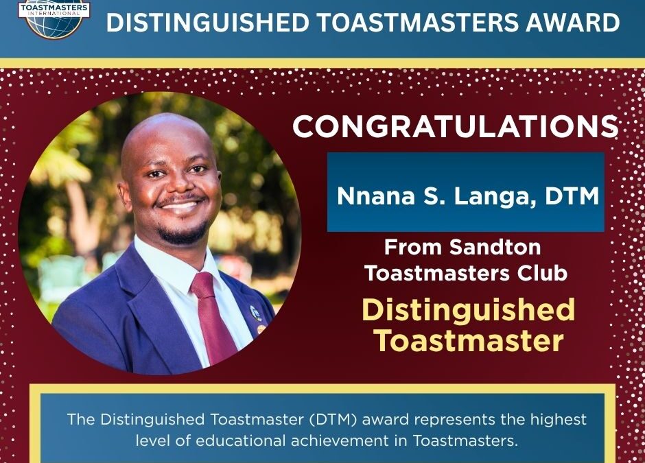 Second Distinguished Toastmaster (DTM) Award!