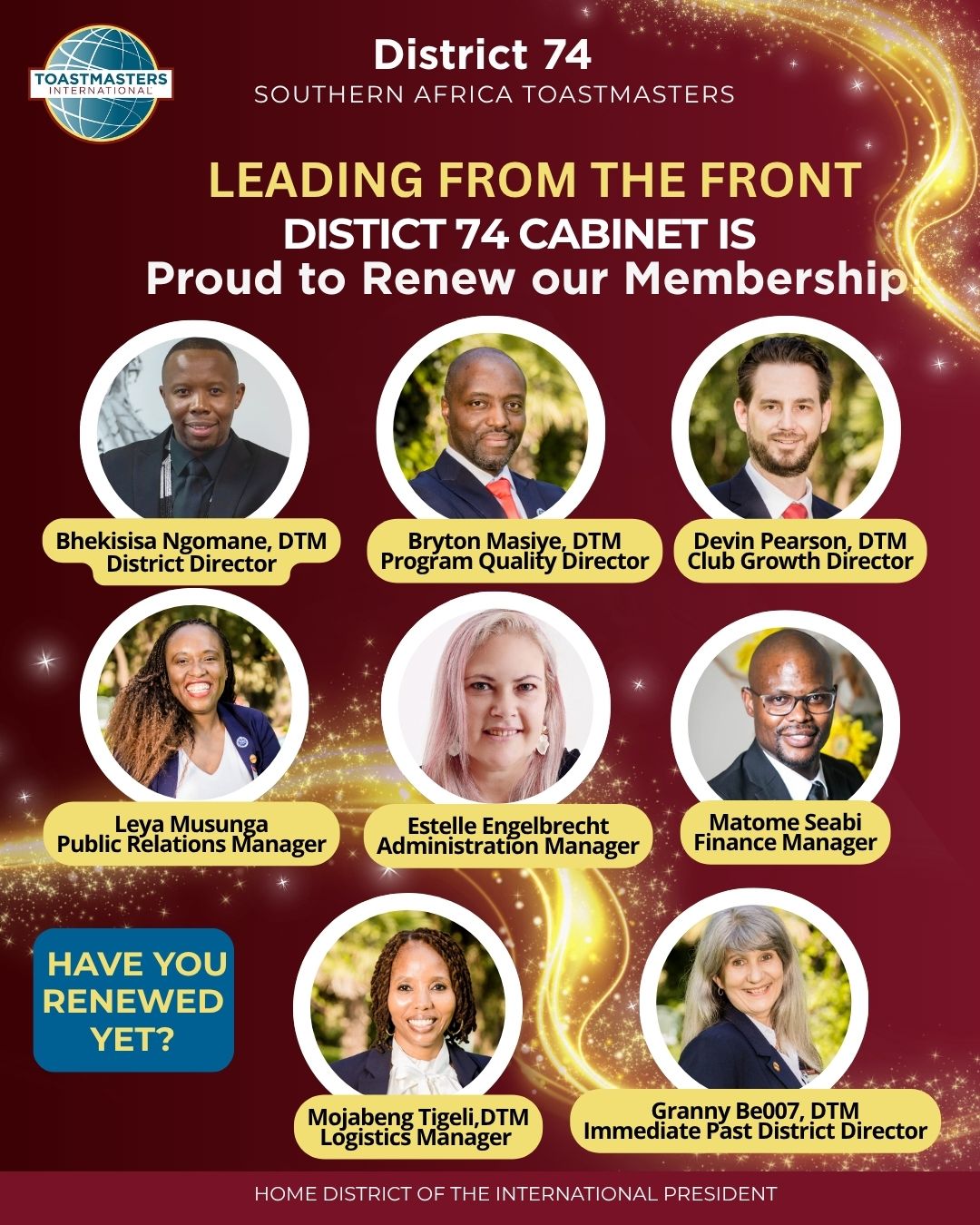 Leading From the Front – District 74 Cabinet
